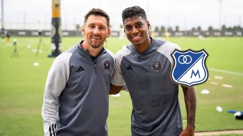 Lionel Messi y Emerson Rivaldo en el entrenamiento del Inter Miami.
