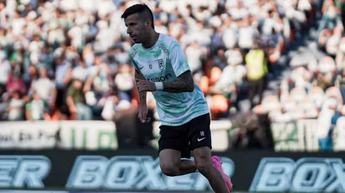 Pablo Ceppelini en el calentamiento con Atlético Nacional.
