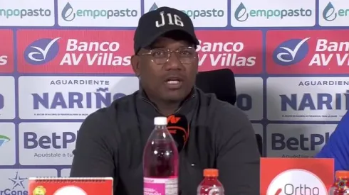 Jersson González en rueda de prensa con el Deportivo Pasto
