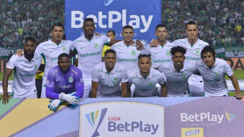 Jugadores de Atlético Nacional ante Deportivo Cali por la fecha 7 de la Liga BetPlay DIMAYOR I 2024.
