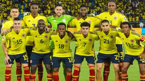 Jugadores de la Selección Colombia posando en la previa del partido.
