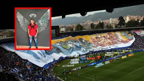 Wilder Medina y la hinchada de Millonarios.
