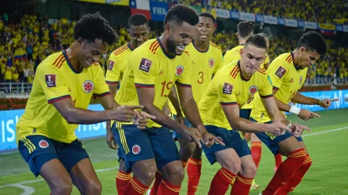 Jugadores de la Selección Colombia festejando.
