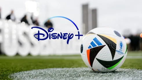 Logo de Disney+ y el balón de la Euro 2024.
