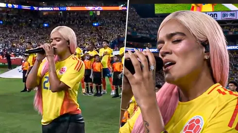 Karol G interpretó el Himno de Colombia en la gran final de la Copa América 2024.
