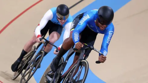 Kevin Quintero en la prueba del Keirin en los Juegos Panamericanos 2023.
