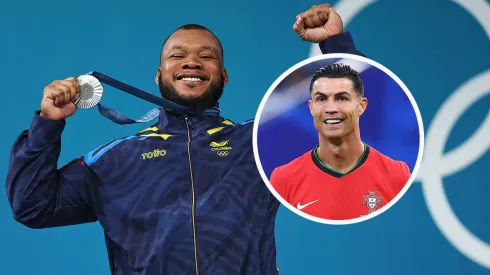 Yeison López festejó como CR7 cuando recibió su medalla de plata en París 2024.
