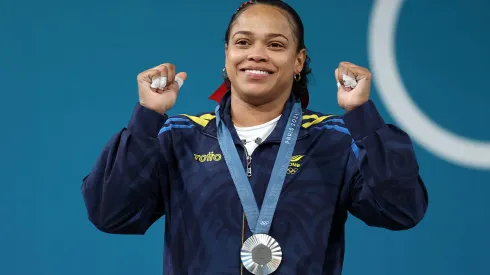 Mari Leivis Sánchez festeja su medalla de plata en los JJ.OO París 2024.
