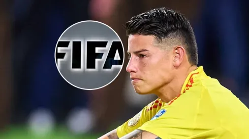 Logo de la FIFA y James Rodríguez.
