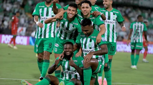 Jugadores de Atlético Nacional festejando ante Patriotas Boyacá por la fecha 5 de la Liga BetPlay DIMAYOR II 2024.
