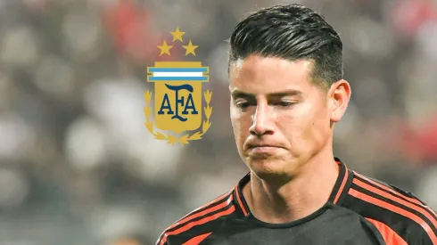 Escudo de la AFA y James Rodríguez.
