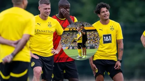 Adrián Ramos en un entrenamiento con sus excompañeros del Dortmund.
