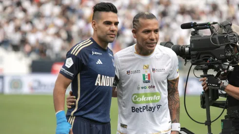 Radamel Falcao de Millonarios y Dayro Moreno del Once Caldas en la fecha 9 de la Liga BetPlay DIMAYOR II 2024.
