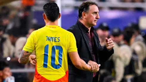 James Rodríguez y Néstor Lorenzo, en la final de la Copa América 2024.
