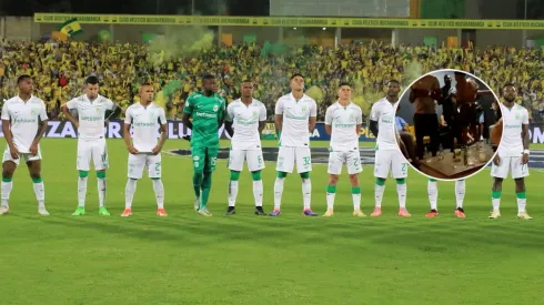 Jugadores de Atlético Nacional en el partido contra Atlético Bucaramanga.
