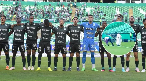 Jugadores del Deportivo Cali en el partido ante La Equidad.
