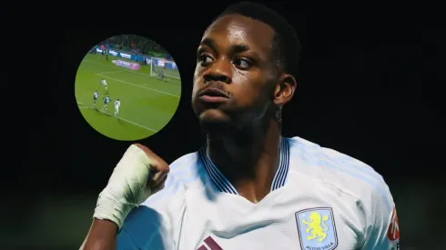 Jhon Durán celebra el gol en la Carabao Cup.
