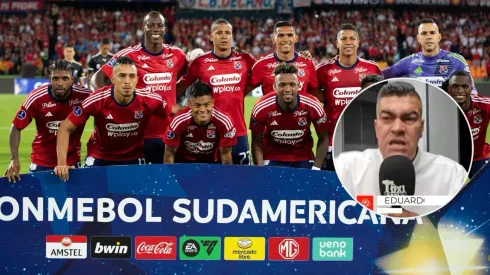 Jugadores del Independiente Medellín ante Lanús por la Copa Sudamericana.
