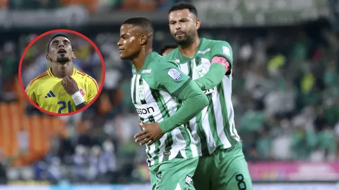 Andrés Román festejando su gol con Atlético Nacional.
