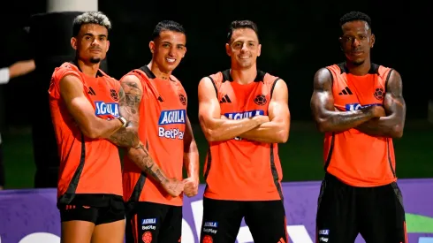 Luis Díaz, Kevin Castaño, Santiago Arias y Cristian Borja en la Selección Colombia.
