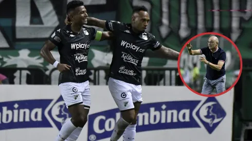 Jugadores del Deportivo Cali celebrando su gol.
