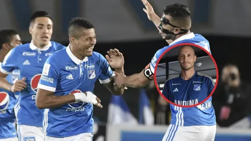 Andrés Felipe Cadavid festejando con Millonarios.
