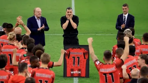 MILAN, ITALY – JUNE 04: Zlatan Ibrahimovic of AC Milan celebrates at end of the Serie A match between AC Milan and Hellas Verona at Stadio Giuseppe Meazza on June 04, 2023 in Milan, Italy. (Photo by Giuseppe Cottini/AC Milan via Getty Images)
