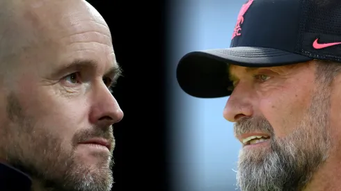 Erik ten Hag and Jurgen Klopp. Credit: Dean Mouhtaropoulos – Mike Hewitt/Getty Images
