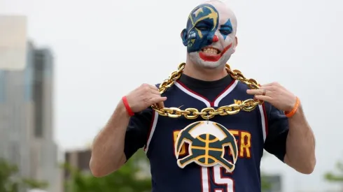 A Denver Nuggets fan prior to Game Five of the 2023 NBA Finals.
