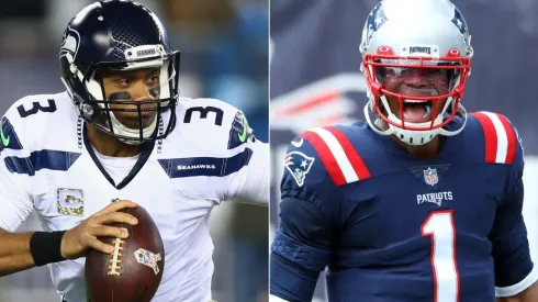 Russell Wilson and Cam Newton will take the gridiron on Sunday Night Football. (Getty)
