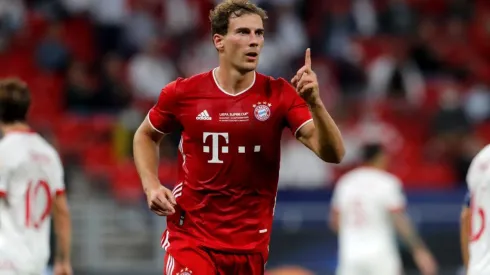 Bayern's Leon Goretzka celebrates after scoring against Sevilla in the UEFA Super Cup 2020 (Getty).
