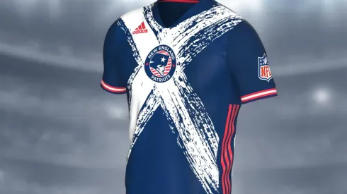 The New England Patriots soccer jersey is inspired by the team name and American flag.
