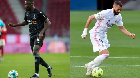 Marcus Thuram (left) and Karim Benzema (right). (Getty)
