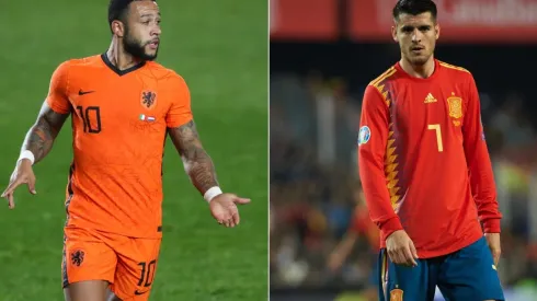 Memphis Depay (left) and Alvaro Morata (right). (Getty)
