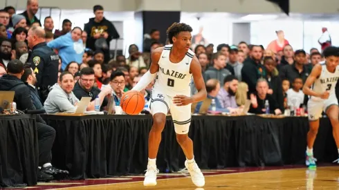 Bronny during the 2020 Spalding Hoophall Classic. (Getty)