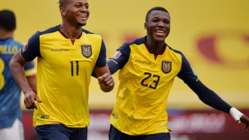 Martin Estrada celebrates after scoring Ecuador's third goal against Colombia. (Getty)
