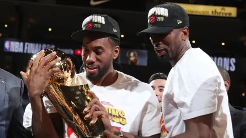 Kawhi Leonard and Serge Ibaka after the 2019 NBA Finals. (Getty)
