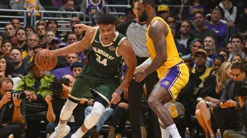 Giannis Antetokounmpo (left) and LeBron James (right). (Getty)
