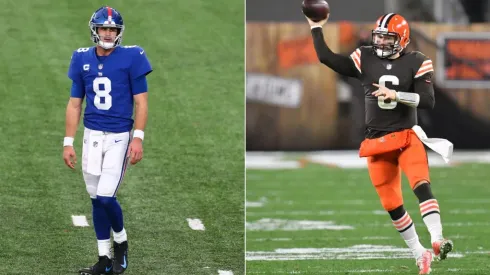 Daniel Jones (left) and Baker Mayfield (right). (Getty)
