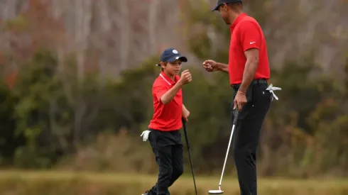 Tiger Woods and his son Charlie. (Getty)
