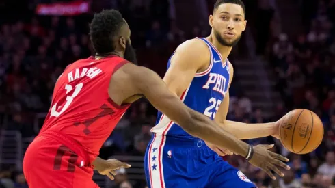 James Harden guarding Ben Simmons. (Getty)
