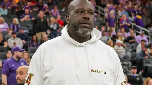 Shaquille O'Neal attends a game between the LSU Lady Tigers and the Colorado Buffaloes.
