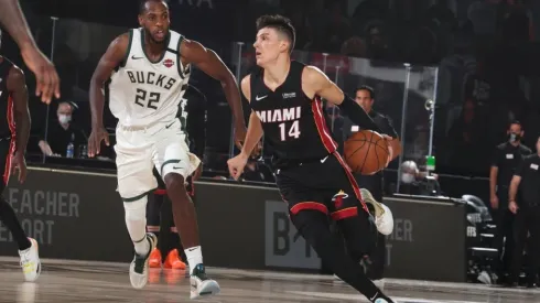 Tyler Herro vs. Milwaukee Bucks. (Getty)
