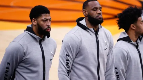 Anthony Davis, LeBron James and Quinn Cook. (Getty)
