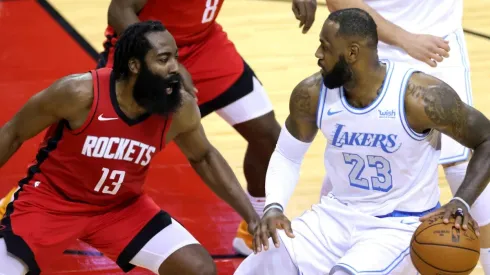 James Harden guarding LeBron James. (Getty)