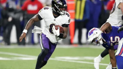 Lamar Jackson against the Buffalo Bills. (Getty)
