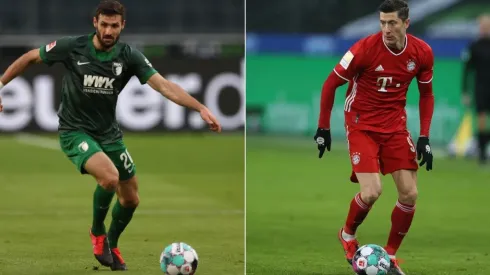 Daniel Caligiuri (left) and Robert Lewandowski (right). (Getty)
