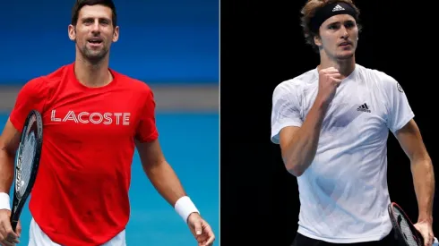 Nole and Zverev clash in a high-flying match. (Getty)
