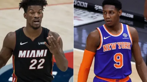 Jimmy Butler (left) & RJ Barrett. (Getty)
