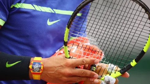 Rafael Nadal of Spain adjusts his racquet. (Getty)
